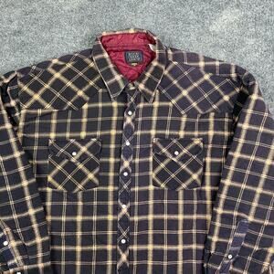 Rock Creek Ranch Shirt Mens 2X Plaid Quilted Western Lined Snap Front Workwear